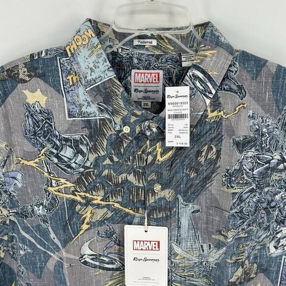 NWT Reyn Spooner Marvel Avengers Assemble Camp Button Up S/S Shirt Mens 2XL Dad - Picture 2 of 12